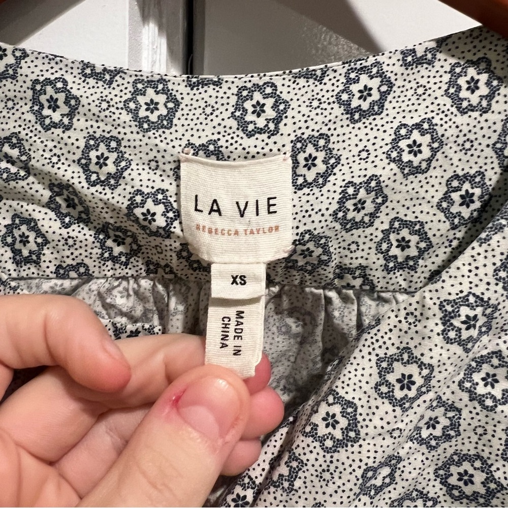 Rebecca Taylor La Vie Geometric Print Blouse - Picture 4 of 9